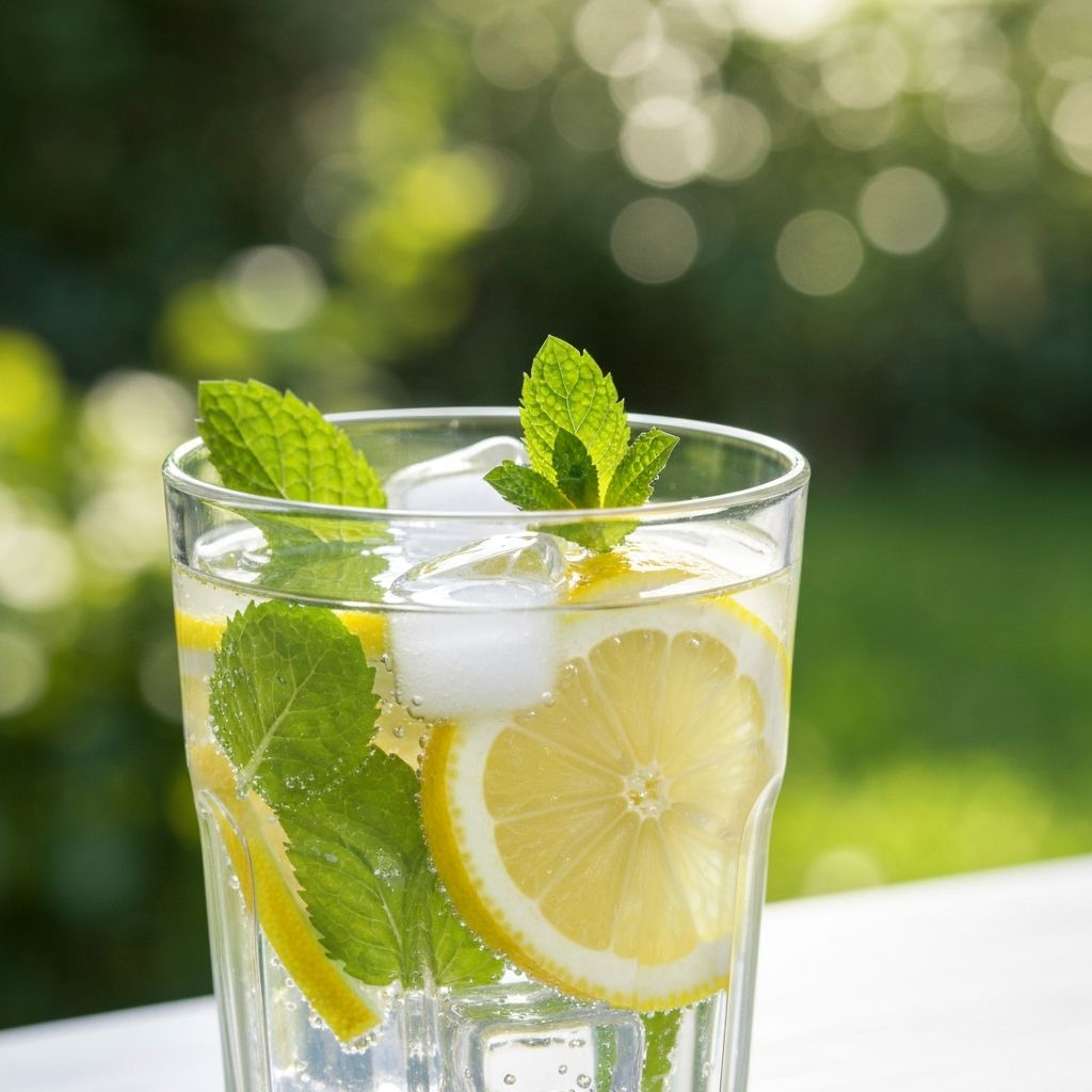 Rent vatten med citron och mintörtsbland